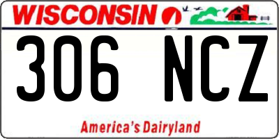 WI license plate 306NCZ