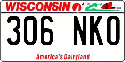 WI license plate 306NKO
