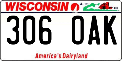 WI license plate 306OAK