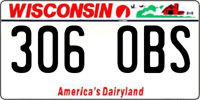 WI license plate 306OBS