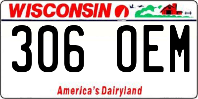 WI license plate 306OEM