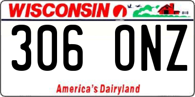 WI license plate 306ONZ