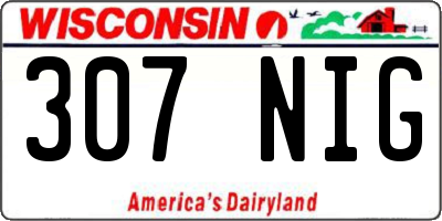 WI license plate 307NIG
