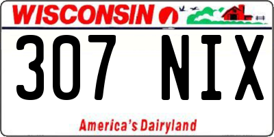 WI license plate 307NIX