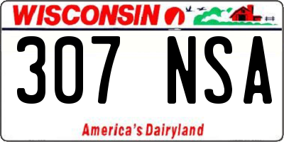 WI license plate 307NSA