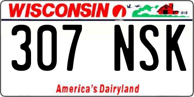 WI license plate 307NSK