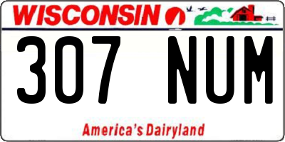 WI license plate 307NUM
