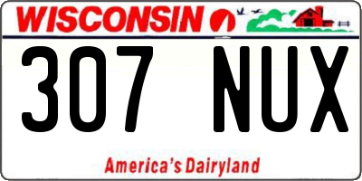 WI license plate 307NUX