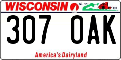 WI license plate 307OAK