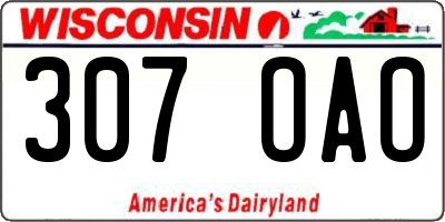 WI license plate 307OAO