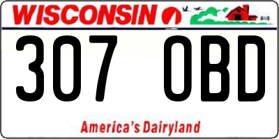 WI license plate 307OBD