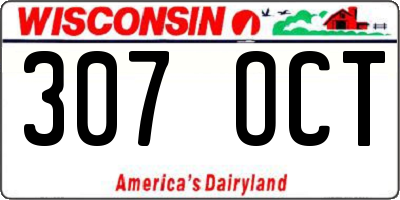 WI license plate 307OCT