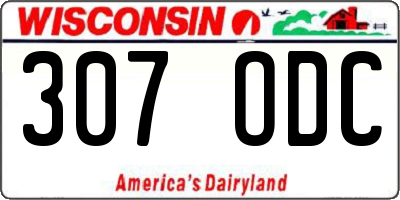 WI license plate 307ODC