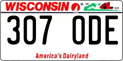 WI license plate 307ODE