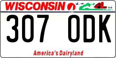 WI license plate 307ODK