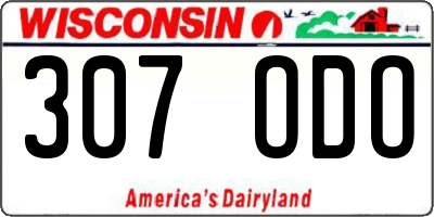 WI license plate 307ODO