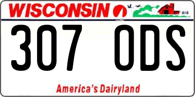 WI license plate 307ODS