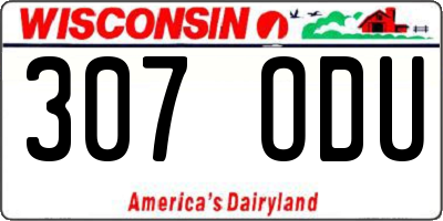 WI license plate 307ODU