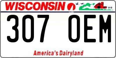 WI license plate 307OEM