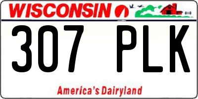 WI license plate 307PLK