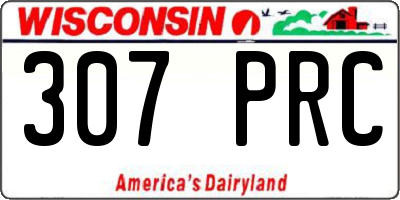 WI license plate 307PRC