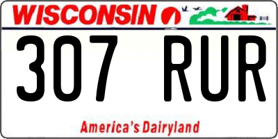 WI license plate 307RUR