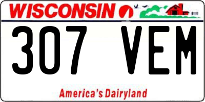 WI license plate 307VEM