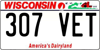 WI license plate 307VET