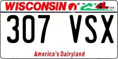 WI license plate 307VSX