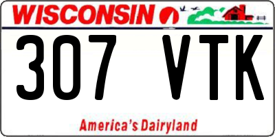 WI license plate 307VTK