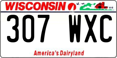 WI license plate 307WXC