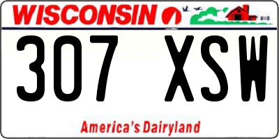 WI license plate 307XSW