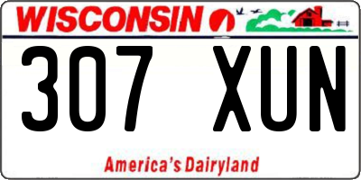 WI license plate 307XUN