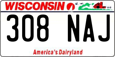 WI license plate 308NAJ