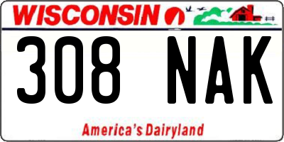 WI license plate 308NAK