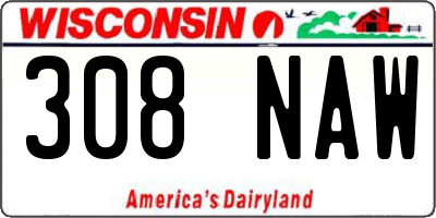 WI license plate 308NAW