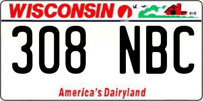 WI license plate 308NBC