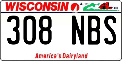 WI license plate 308NBS