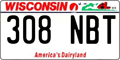 WI license plate 308NBT