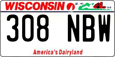 WI license plate 308NBW