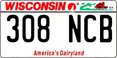 WI license plate 308NCB