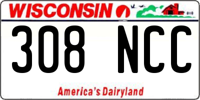 WI license plate 308NCC