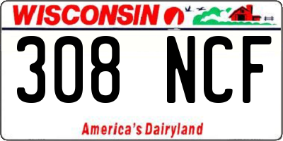 WI license plate 308NCF