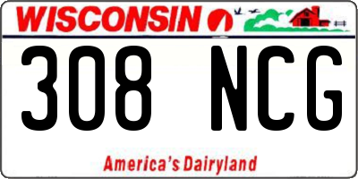 WI license plate 308NCG
