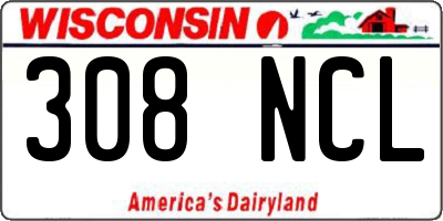 WI license plate 308NCL