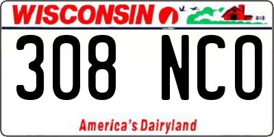 WI license plate 308NCO