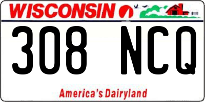 WI license plate 308NCQ