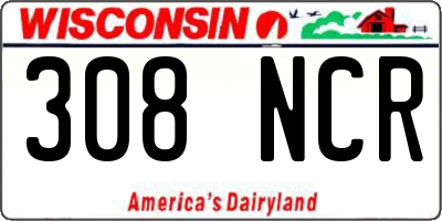 WI license plate 308NCR