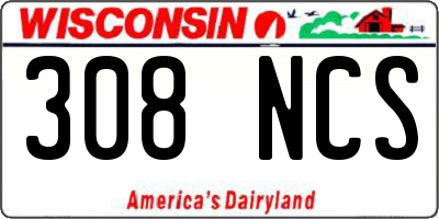 WI license plate 308NCS