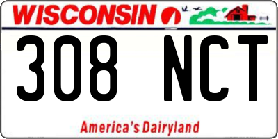 WI license plate 308NCT